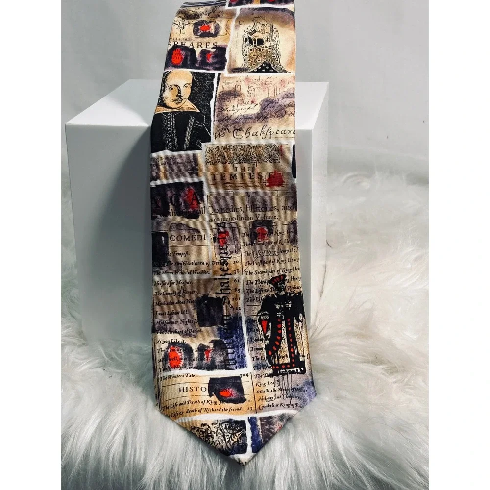 Alynn‎ Neckwear Mens Silk Tie William Shakespeare Literature Theme Made in USA